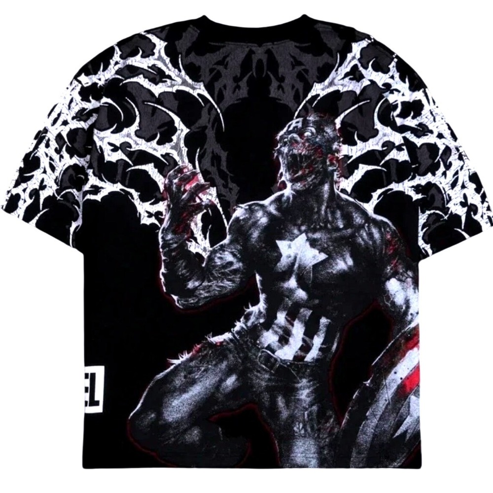 Civil Regime‎ X Marvel Zombies Captain America Side by Side 199x Tee Black Large